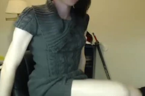 Smart amateur brunette hair lady-man skank