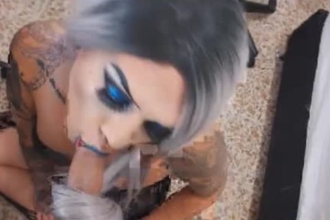 Inked Trans playgirl Gives A lovely POV oral-job