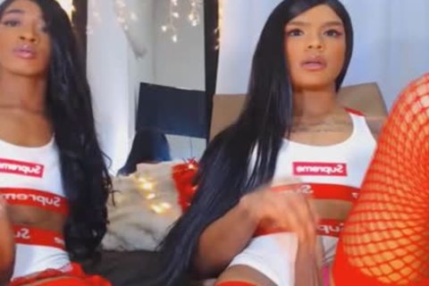 Twin tranny Giving Each Other A yummy handjob