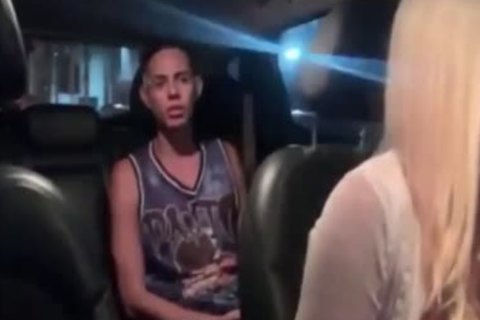 Blond lady-man Predator Taxi Driver Pick Up A Street Boyx