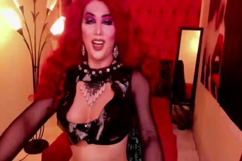 Curvaceous tgirl jerking off Her pecker