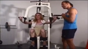 blonde TS pooper banged By trainer In The Gym