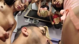 Six tgirls sperm Blast One boy