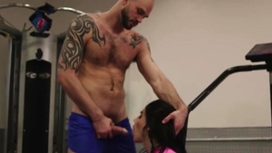 Tall chap Licks And pounds The a-hole Of Super naughty TS In Gym