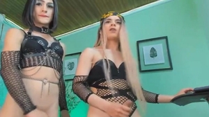 ladyboy And Her ally Seducing cam Show