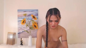Petite Trans gal Masturbating Her cock