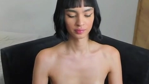 Skinny Transgirl With small mounds And Tattoos Tugs Her 10-Pounder