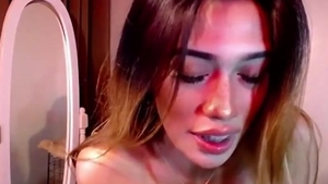 Skinny oriental tranny With large tits Wanks On web camera