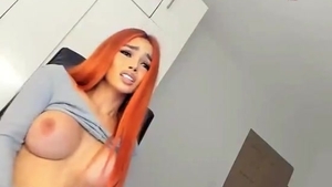 Redhaired latina shemale Beauty With big mounds Wanks Hard On webcam