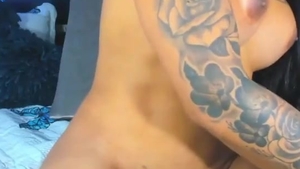 Voluptuous Colombian Trans Lady With Tattoos And large love muffins Jerks Off Her large heavy dong