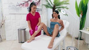 Trans Angels: Horny Tgirl Gets Gal to Trim Her Bush